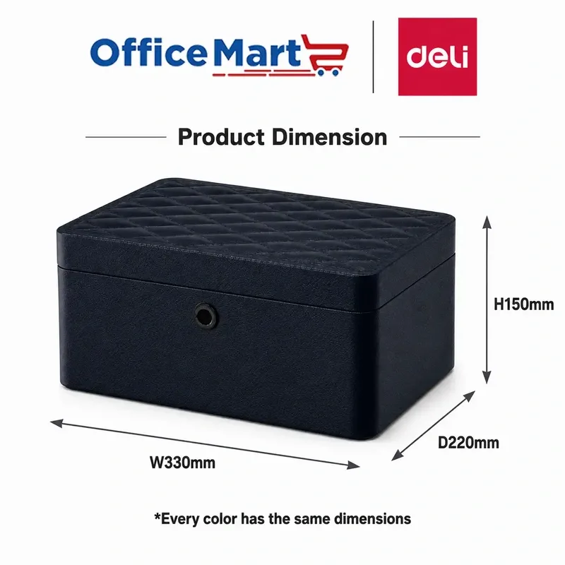 Deli AE205 Fingerprint Jewellery Safe Box Malaysia with Product Dimensions