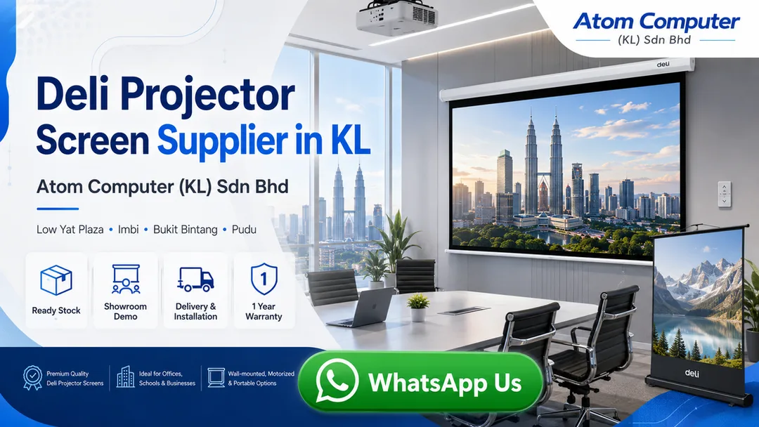 eli projector screen supplier in KL Atom Computer Low Yat Plaza Imbi Bukit Bintang with ready stock delivery installation showroom demo and warranty