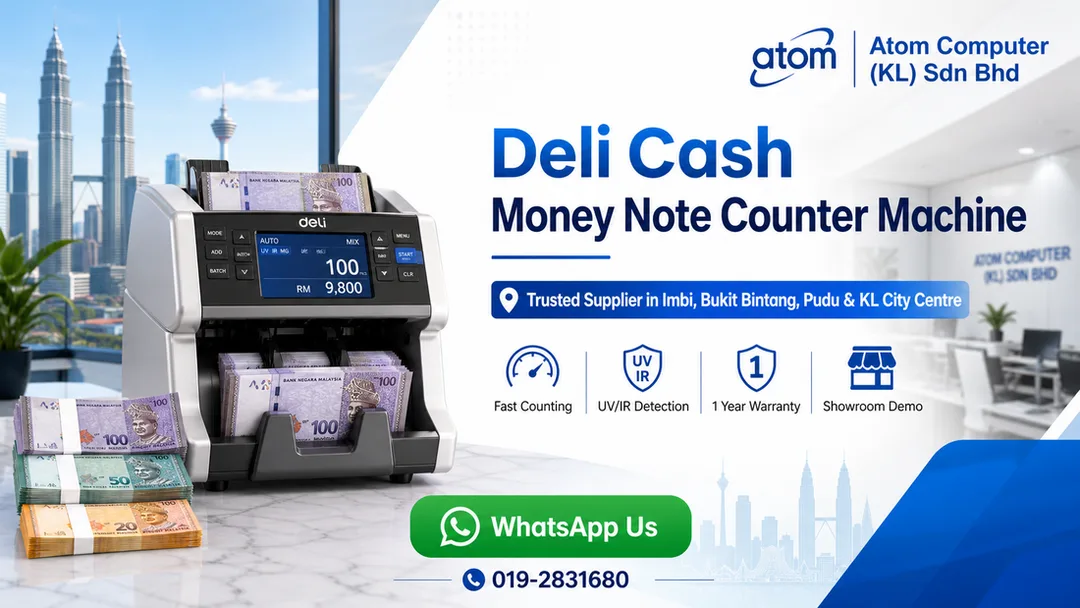 Deli cash money note counter machine supplier in Imbi KL Atom Computer Low Yat Plaza