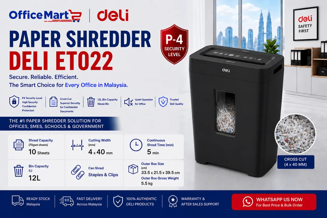 Deli ETO22 P4 Security Paper Shredder Supplier Malaysia