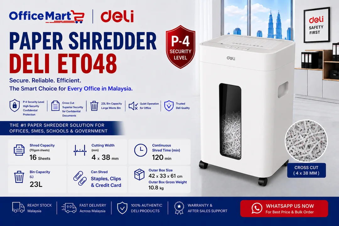 Deli ET048 Cross Cut Paper Shredder Malaysia for Office Use