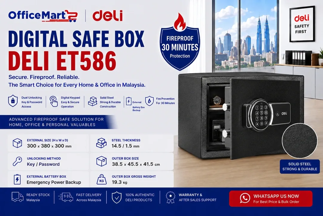 Deli ET586 fireproof digital safe box supplier Malaysia