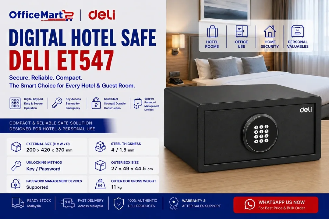 Deli ET547 digital hotel safe Malaysia