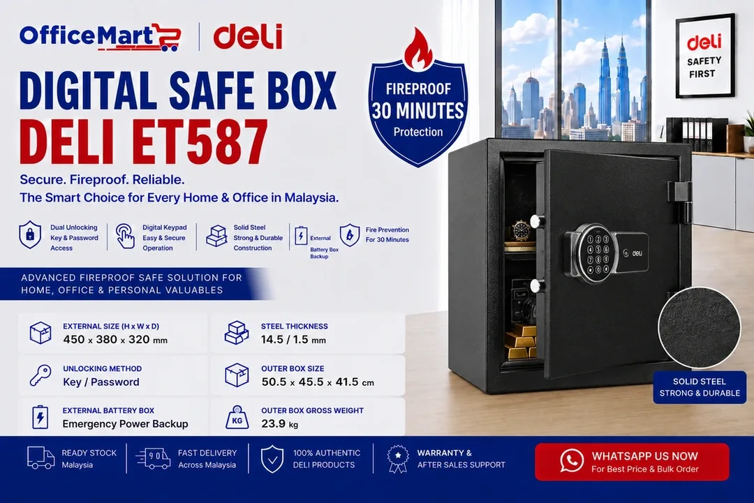 Deli ET587 fireproof digital safe box Malaysia
