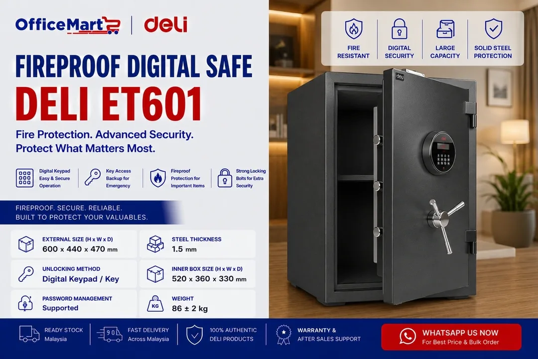 Deli ET601 fire resistant digital safe box for office and home Malaysia