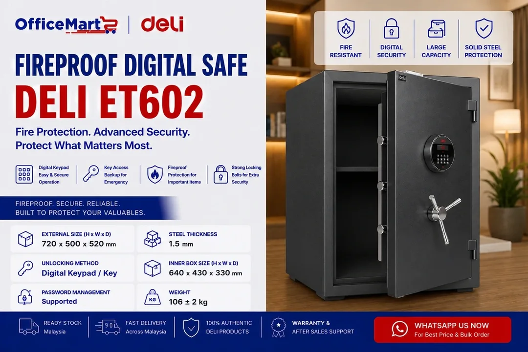 Deli ET602 fireproof digital safe box Malaysia for office and home security
