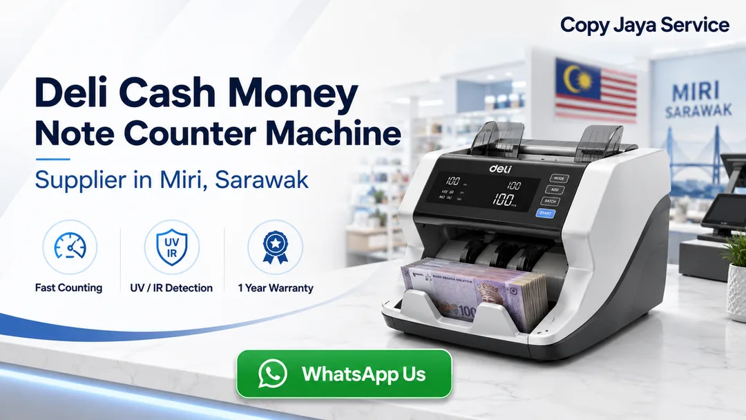Deli cash money note counter machine supplier in Miri Copy Jaya Service Sarawak