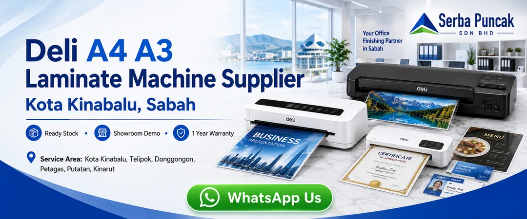 Deli A4 A3 laminate machine supplier Kota Kinabalu Serba Puncak Sabah