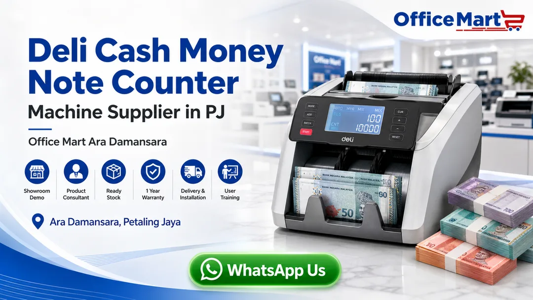 Deli cash money note counter machine supplier in PJ Office Mart Ara Damansara