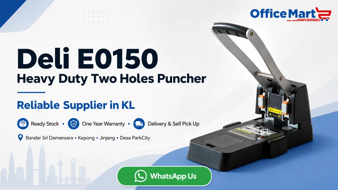 Deli E0150 Heavy Duty Two Hole Puncher Supplier in Office Mart KL Bandar Sri Damansara