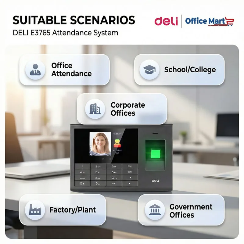 Deli E3765 face recognition attendance system suitable for office attendance corporate offices factories schools colleges and government departments