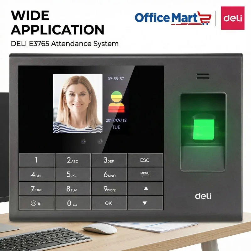 Deli E3765 biometric attendance machine for office corporate workplace factory school college and government attendance management