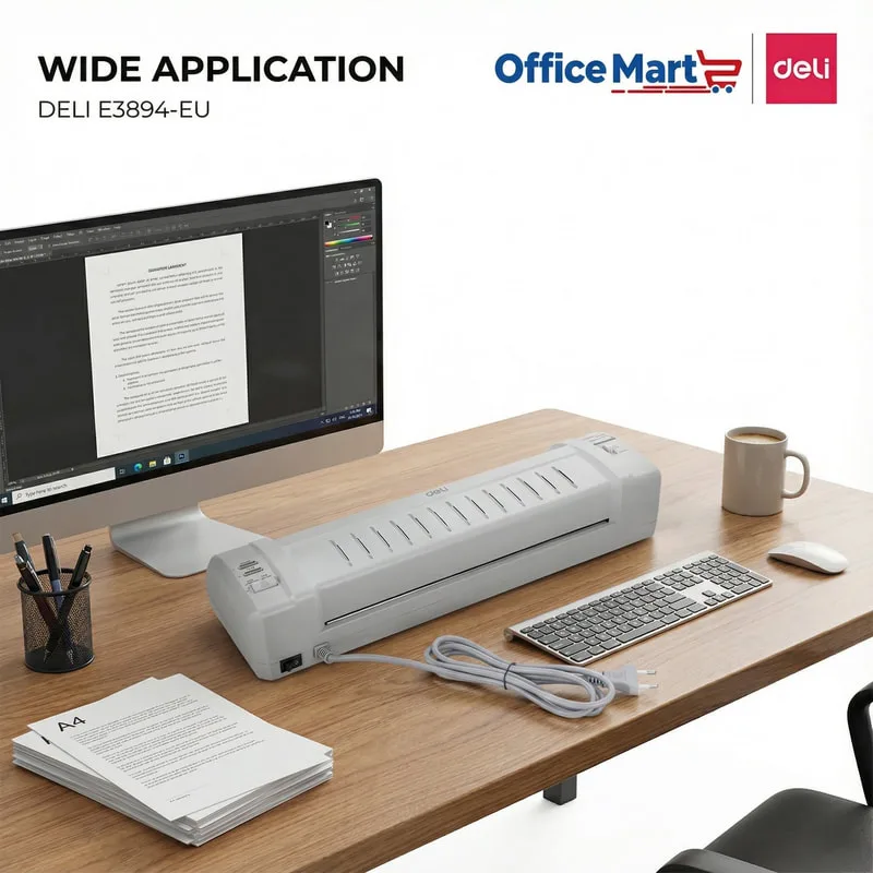 Deli E3894-EU A3 laminator for office document protection, administrative paperwork and professional presentation materials