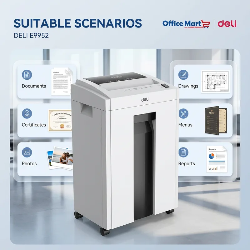 DELI E9952 office shredder for documents certificates reports photos and drawings Malaysia