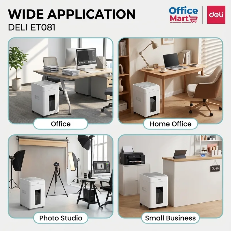 DELI ET081 auto feed paper shredder for office, home office, photo studio and small business Malaysia