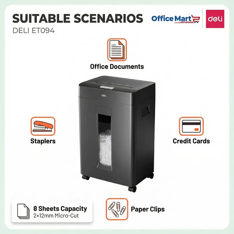 DELI ET094 micro cut shredder for office documents credit cards paper clips and staplers Malaysia