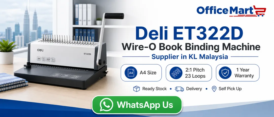 Deli ET322D Wire-O Book Binding Machine supplier in KL Malaysia at Office Mart Bandar Sri Damansara