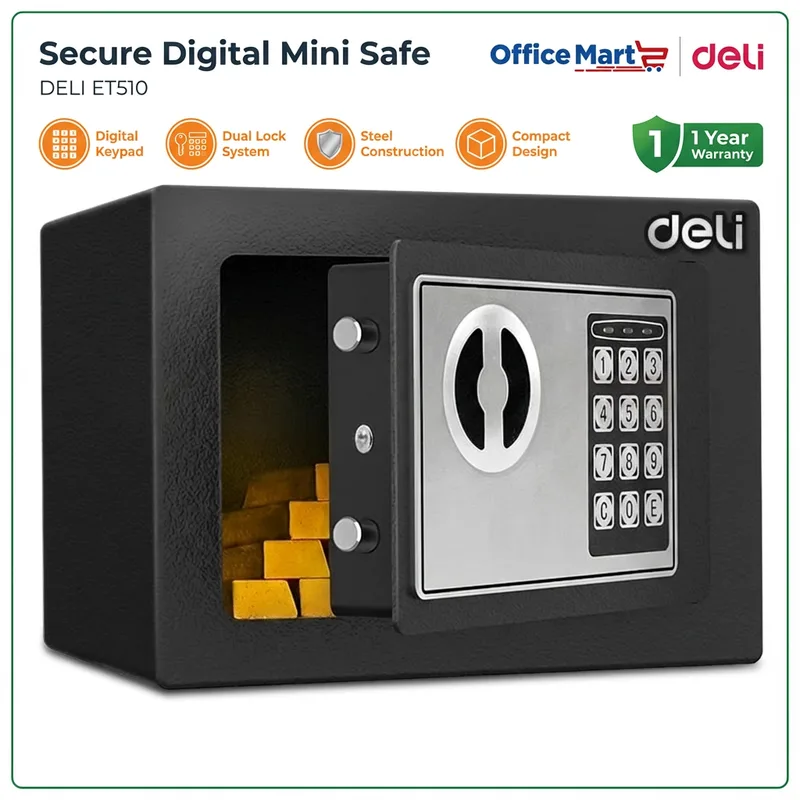 Deli ET510 dual lock safe box for office and home