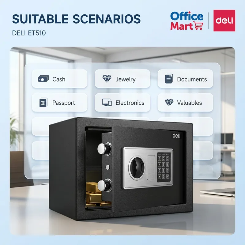 Deli ET510 safe box for documents cash jewelry