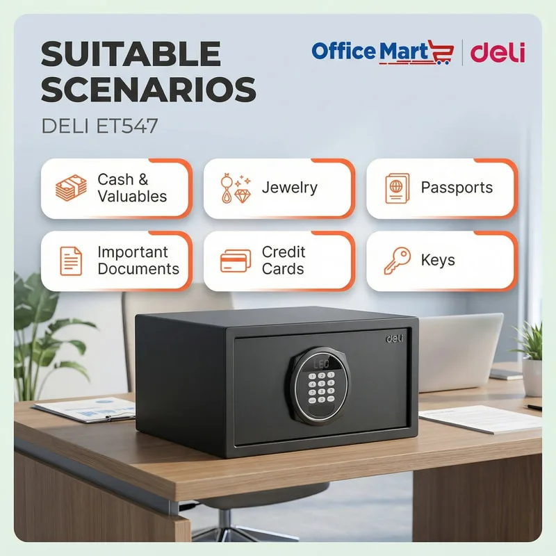 Deli ET547 safe for cash valuables and jewelry