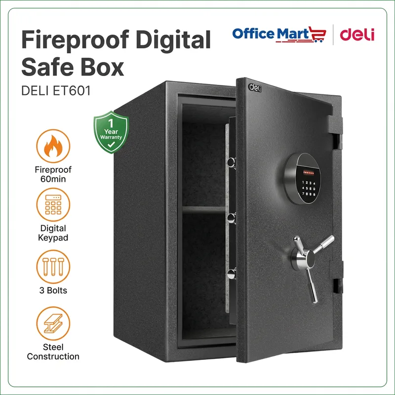 Deli ET601 fireproof digital safe box supplier Malaysia for office and home security