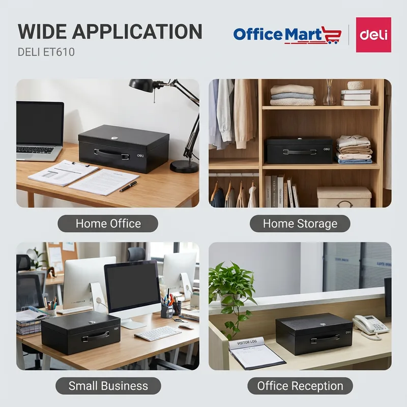 Deli ET610 portable fireproof safe box for home office storage small business and office reception Malaysia