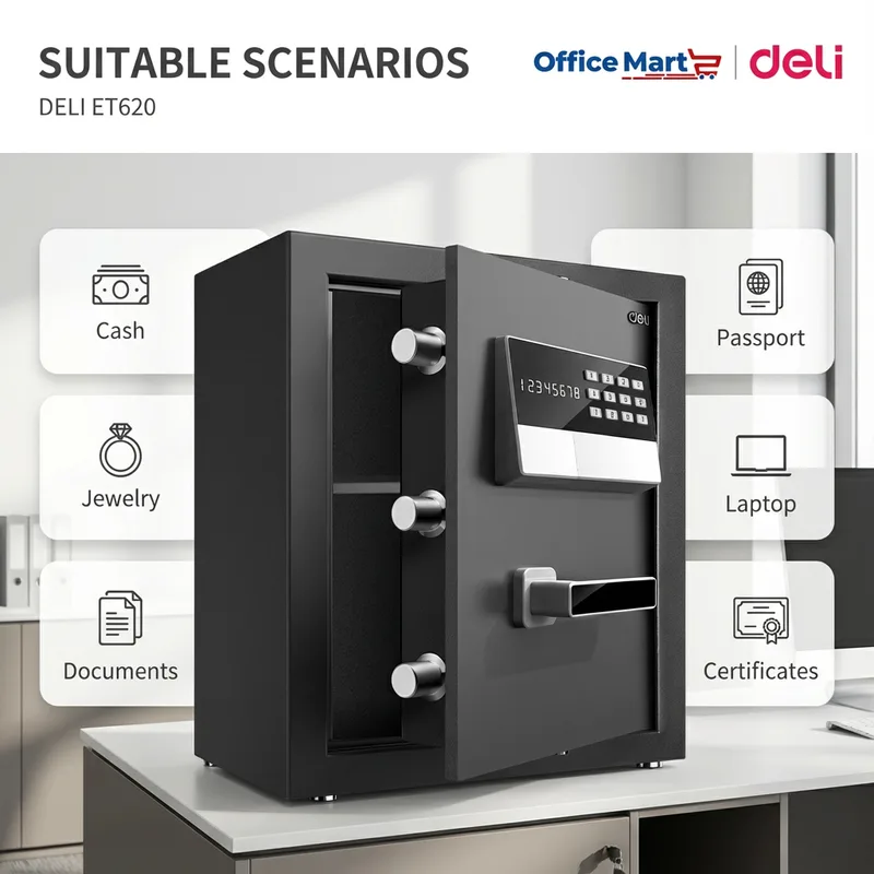 Deli ET620 digital safe for cash jewellery documents passports laptop certificates office use Malaysia