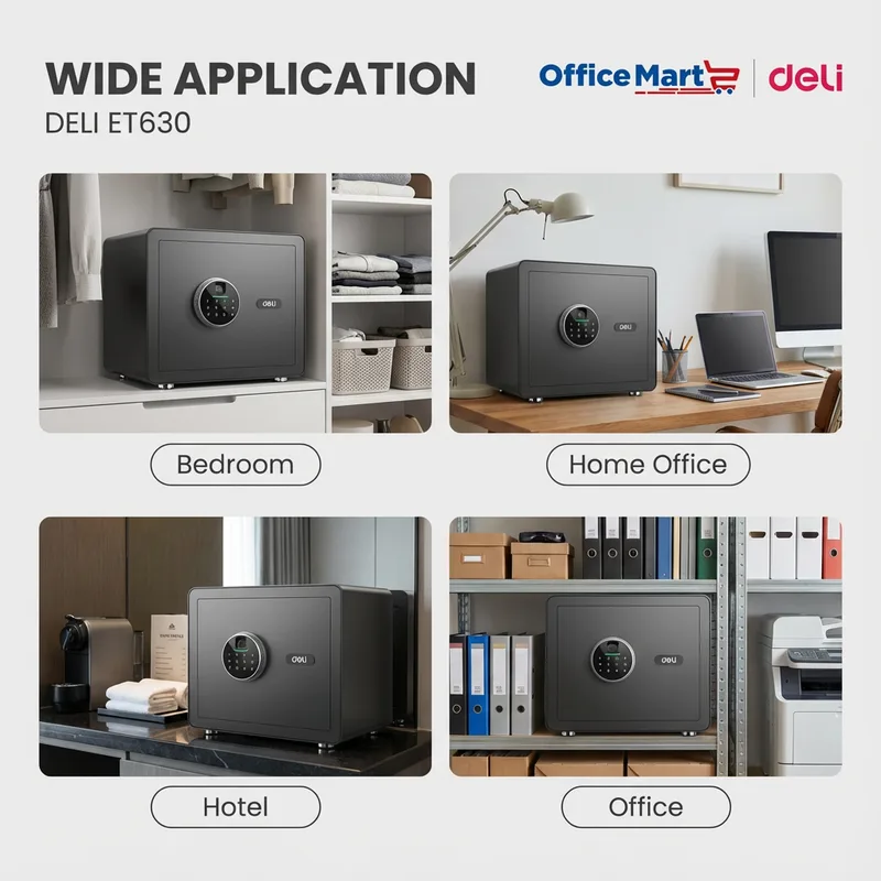 Deli ET630 fingerprint digital safe box for bedroom home office hotel and office use Malaysia