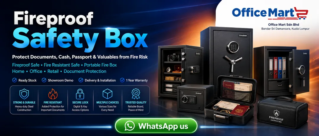 Deli fireproof safety box Malaysia from Office Mart Sdn Bhd Kuala Lumpur