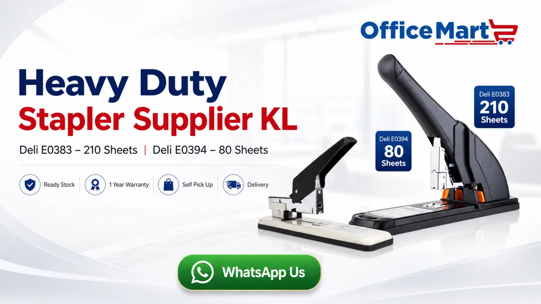 Deli heavy duty stapler supplier in KL Office Mart Bandar Sri Damansara for 210 sheets and 80 sheets office stapling