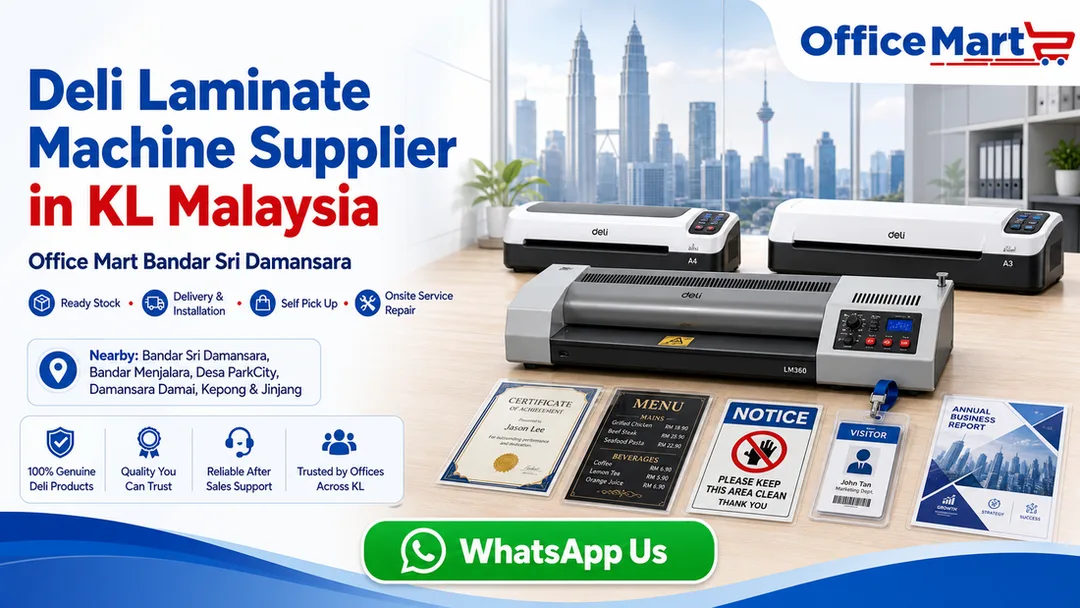 Deli A4 A3 laminate machine supplier KL Malaysia Office Mart Bandar Sri Damansara