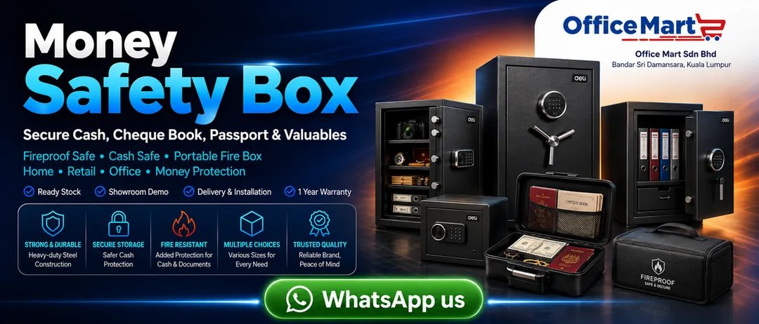 Deli money safety box cash safe box Malaysia from Office Mart Sdn Bhd Kuala Lumpur