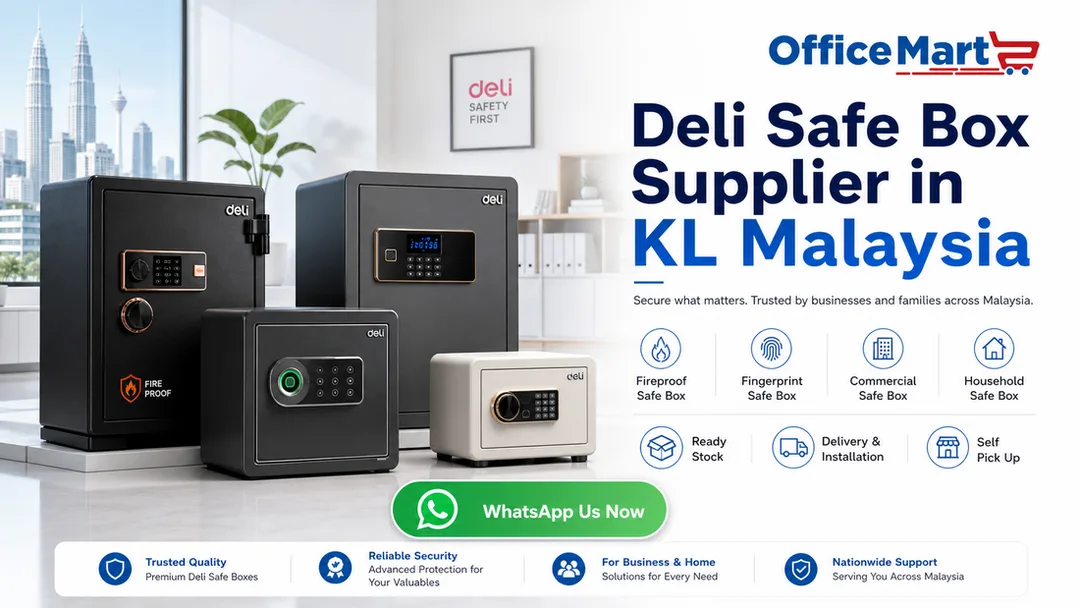 Deli safe box supplier in KL Malaysia Office Mart Bandar Sri Damansara with fireproof fingerprint commercial hotel jewelry and portable safe box models
