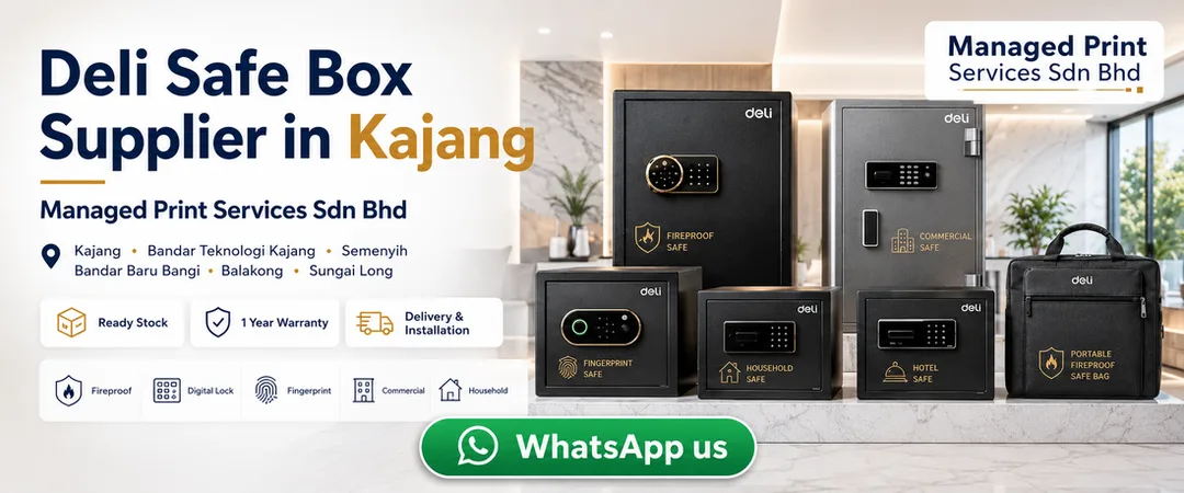 Deli safe box supplier in Kajang Managed Print Services with fireproof fingerprint digital commercial household hotel jewelry and portable safe box models