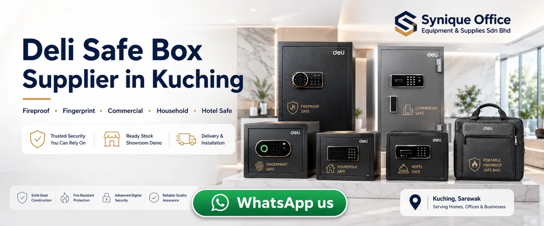 Deli safe box supplier in Kuching Synique Office Equipment with fireproof fingerprint digital commercial household hotel jewelry and portable safe box models
