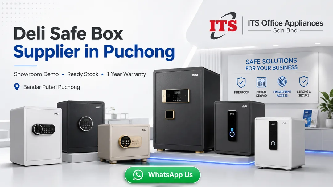 Deli safe box supplier in Puchong ITS Office Appliances with fireproof fingerprint digital commercial home and hotel safe box models
