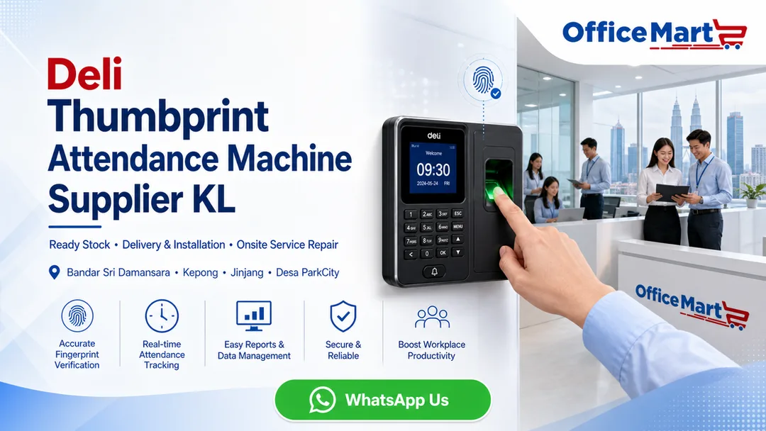 Deli thumbprint attendance machine supplier in Office Mart KL Bandar Sri Damansara with delivery installation and onsite service