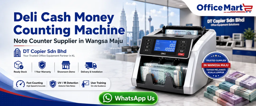 Deli cash money counting machine note counter supplier in Wangsa Maju DT Copier Sdn Bhd