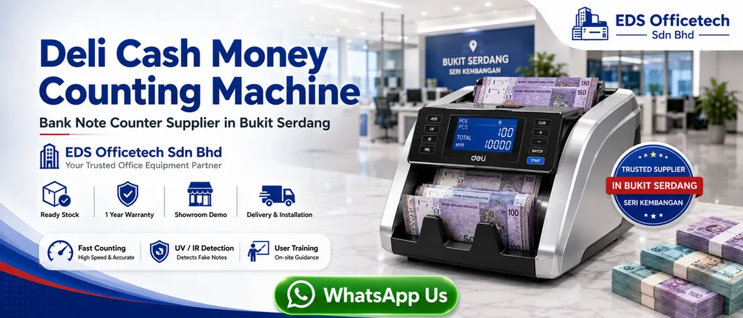 Deli cash money counting machine bank note counter supplier in Bukit Serdang EDS Officetech Sdn Bhd