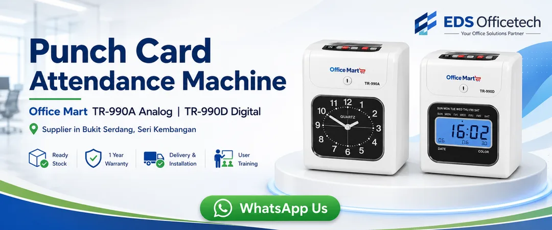 Office Mart TR-990A Analog and TR-990D Digital punch card attendance machine time recorder supplier in Bukit Serdang Seri Kembangan