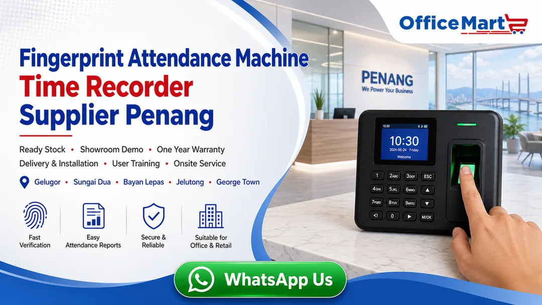 Fingerprint attendance machine time recorder supplier in Gelugor Penang Docusafe beside USM with showroom demo delivery installation user training and onsite service