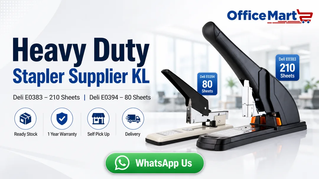 Heavy duty stapler supplier KL Malaysia Office Mart Deli E0383 210 sheets and Deli E0394 80 sheets