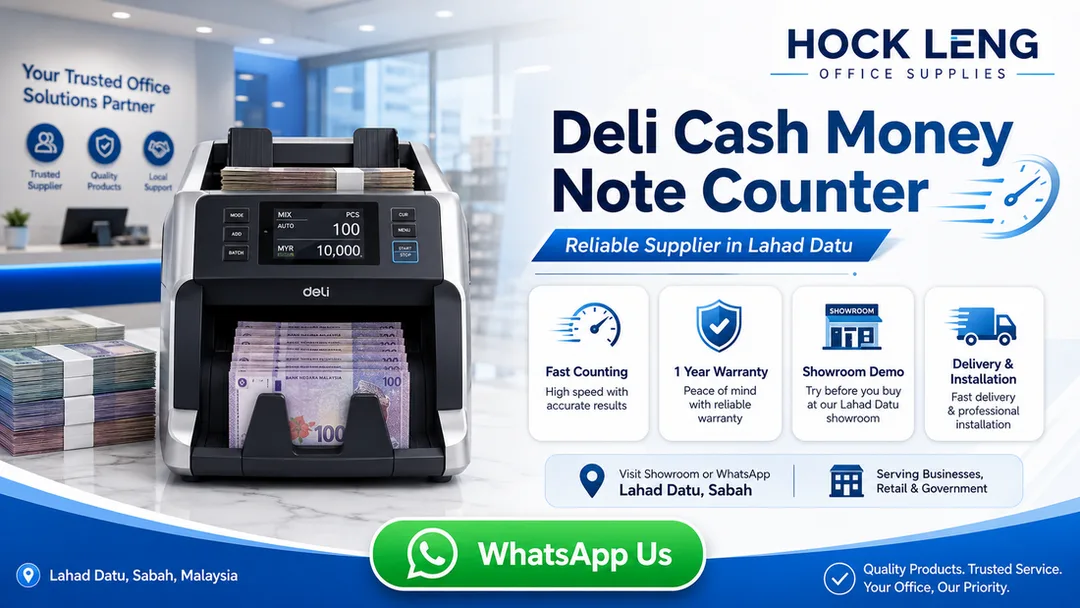 Deli cash money note counter machine supplier in Lahad Datu Hock Leng Office Supplies Airport Plaza