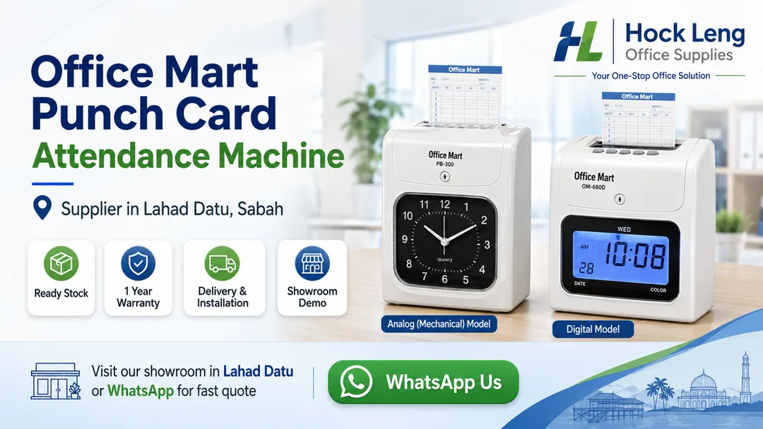 Office Mart TR-990A Analog and TR-990D Digital punch card attendance machine time recorder supplier in Lahad Datu Sabah