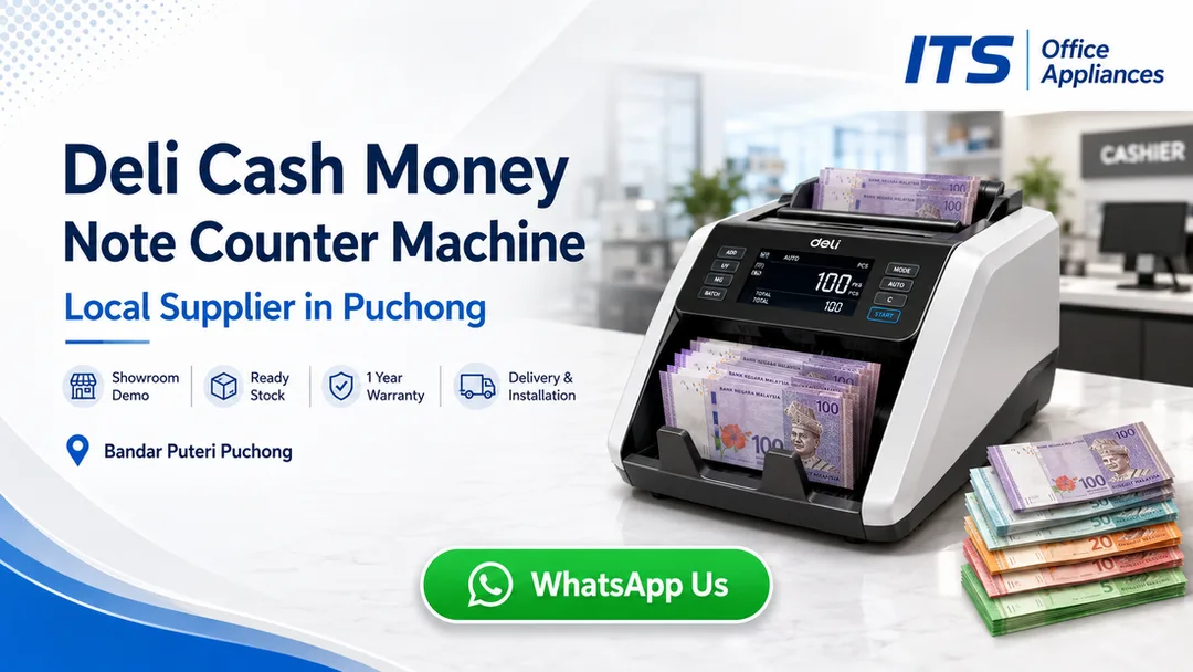 Deli cash money note counter machine supplier in Puchong ITS Office Appliances Bandar Puteri