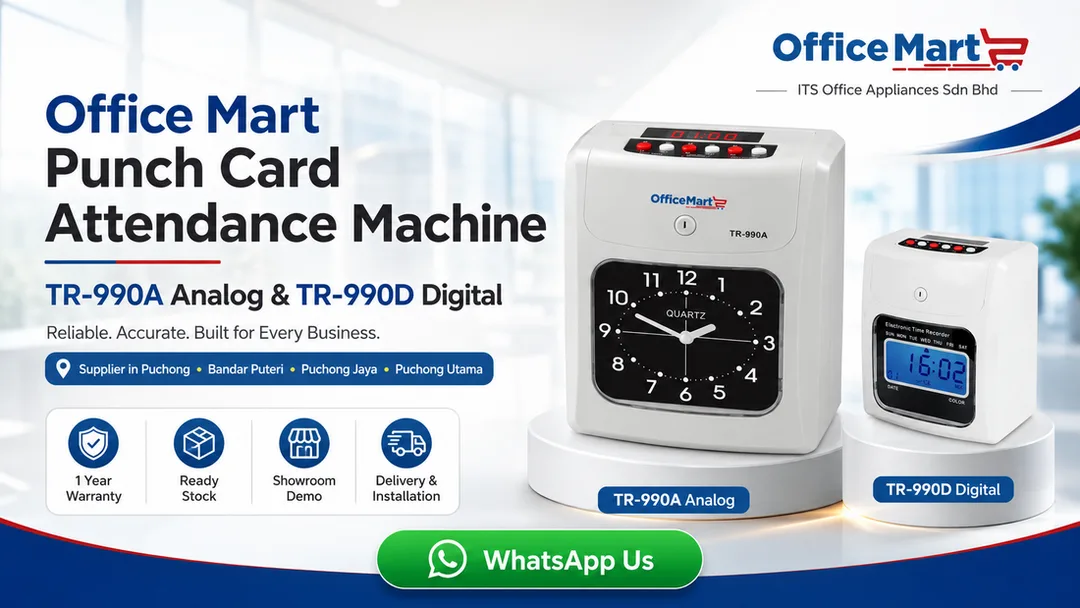 Office Mart TR-990A Analog and TR-990D Digital punch card attendance machine time recorder supplier in Puchong Selangor