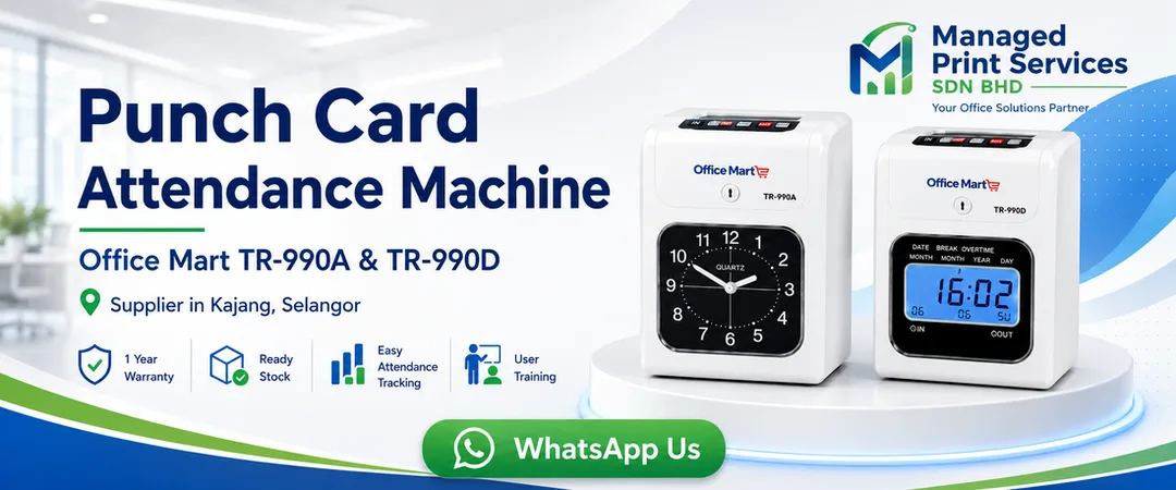 Office Mart TR-990A Analog and TR-990D Digital punch card attendance machine time recorder supplier in Kajang Bandar Teknologi Kajang