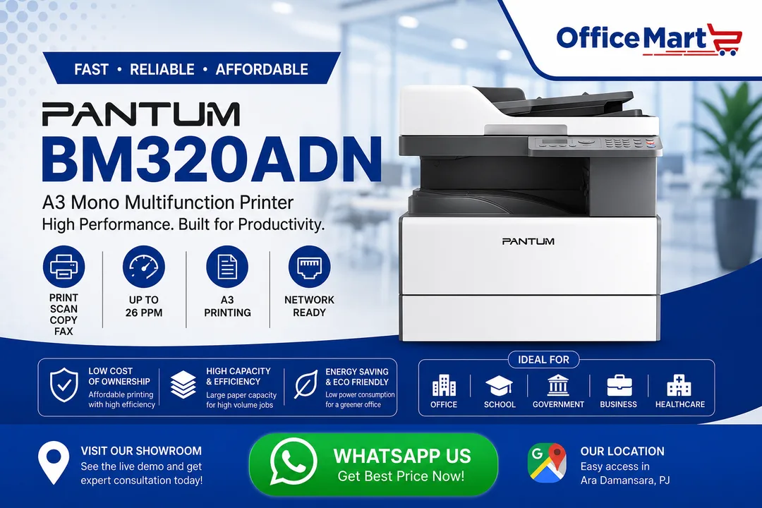 Pantum BM320ADN A3 Mono Laser Multifunction Printer - Office Machine Sdn Bhd Ara Damansara