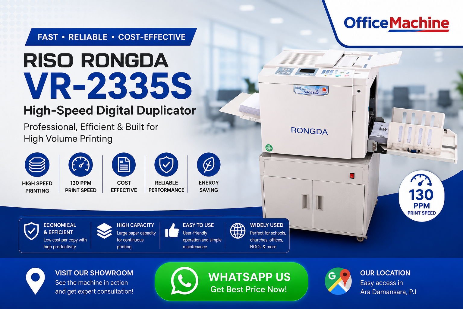 Riso Rongda VR-2335S High Speed Digital Duplicator Machine - Office Machine Sdn Bhd Ara Damansara