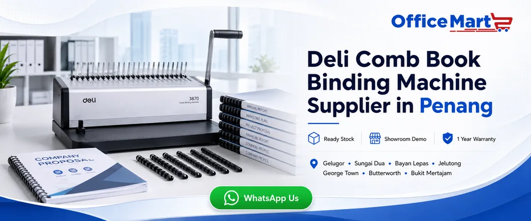 Deli comb book binding machine supplier in Kota Bharu Office Mart Kg Sireh with ready stock warranty delivery installation showroom demo and onsite service